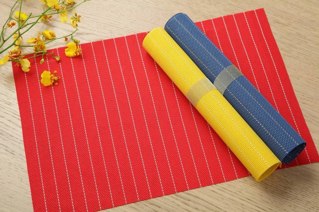 Red, yellow and navy pinstripes Bright Pinstripe Placemat Series, model AOL-PM-020