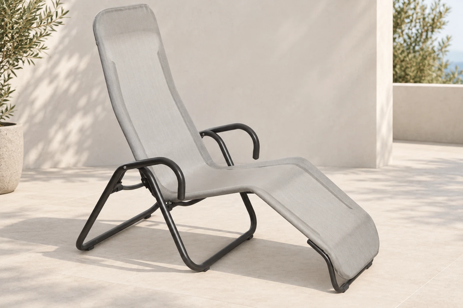 AOLEADER woven fabric used on an outdoor sling chair in a clean outdoor setting